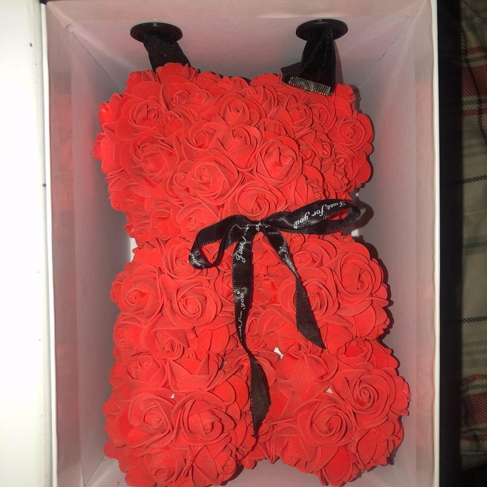 Red Flower Teddie bear